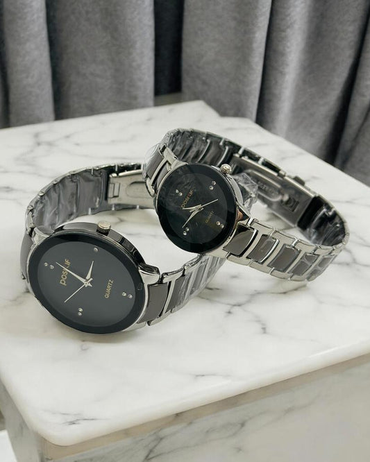 POSITIF Couple Watch – Elegant Matching His & Her Timepieces | Stylish Pair Gift For Lovers, Anniversary & Special Occasions (random colour)